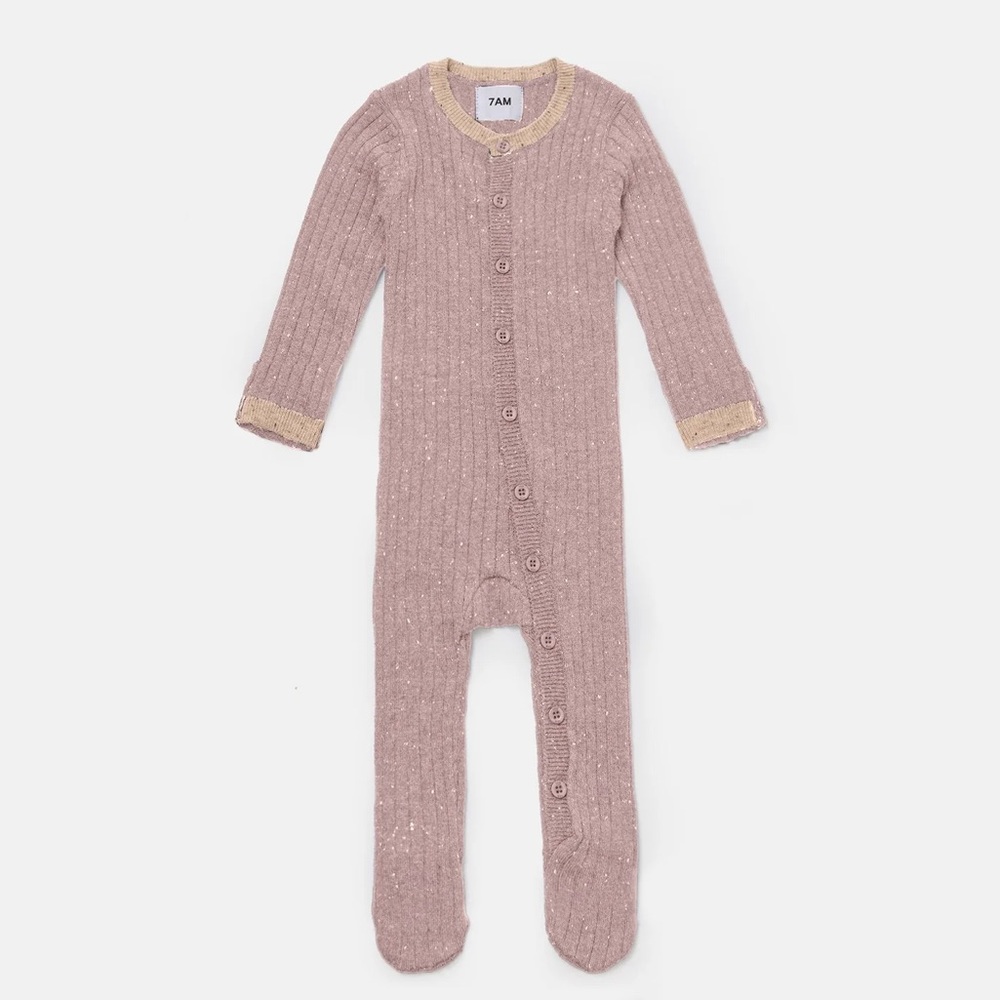 NWT 7AM Enfant NB Long Sleeve Jumpsuit Sweater Footie - Hug Me | Ash Rose